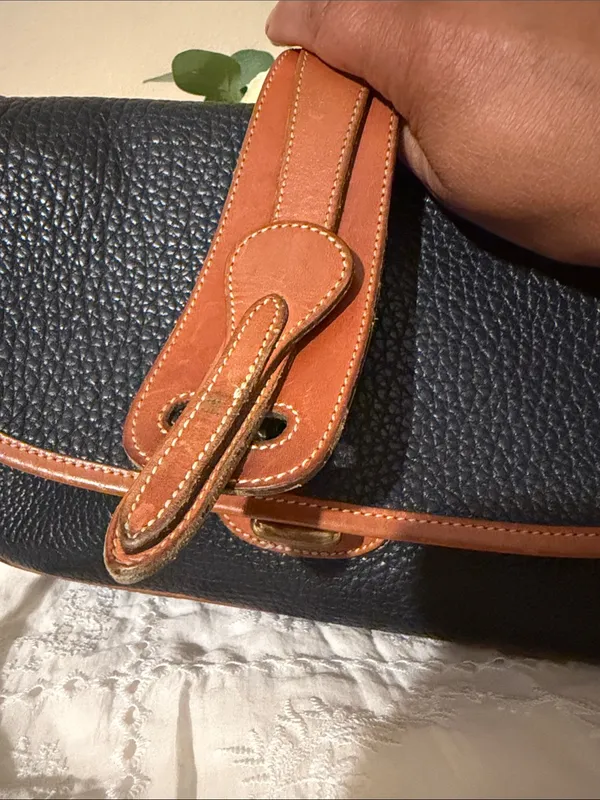 Dooney & Bourke Black Pebbled Leather Crossbody with Brown Trim - Image 12