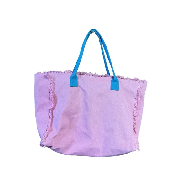 Summer Rope Canvas Tote Beach Bag XL Pink NWT - Image 2