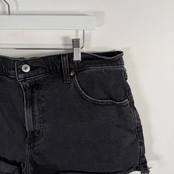 Abercrombie & Fitch The 90s Relaxed Cutoff Shorts Hi3 Rise Black Denim Womens 32 - Image 3