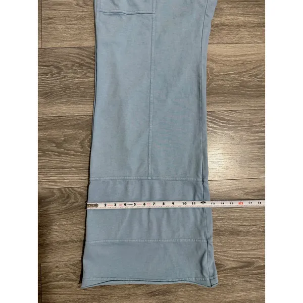 Rae Mode Women Cotton Blend Pants Siz L Light Blue Wide Leg Lounge Elastic Waist - Image 7