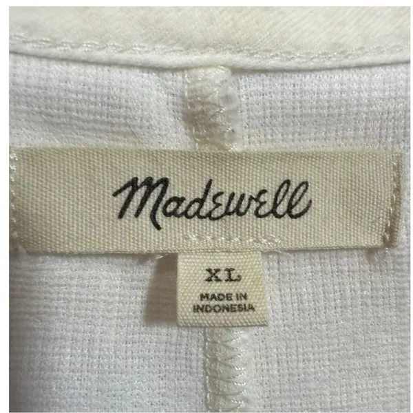 Madewell‎ Crosshatch Side Tie Sleeveless Faux Wrap Dress Bright Ivory XL - Image 3
