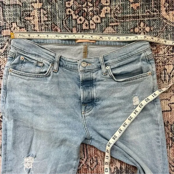 7 For All Mankind Josefina Skinny Boyfriend Distressed Jeans Light Wash Size 29 - Image 7