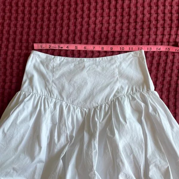 COMMENSE White Bubble Hem Short Skirt Size S Poplin Cotton Casual - Image 5