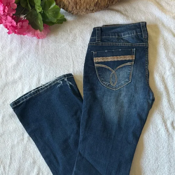 Paris Blues Dark Blue Flare Jeans - Image 2