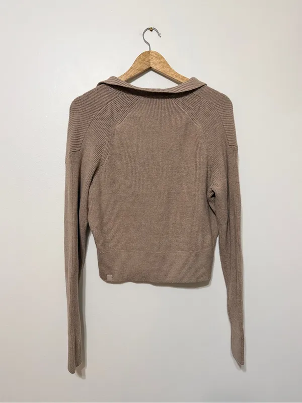 Lululemon Collared Merino Wool-Blend Sweater Medium Heathered Beech Wood - Image 5