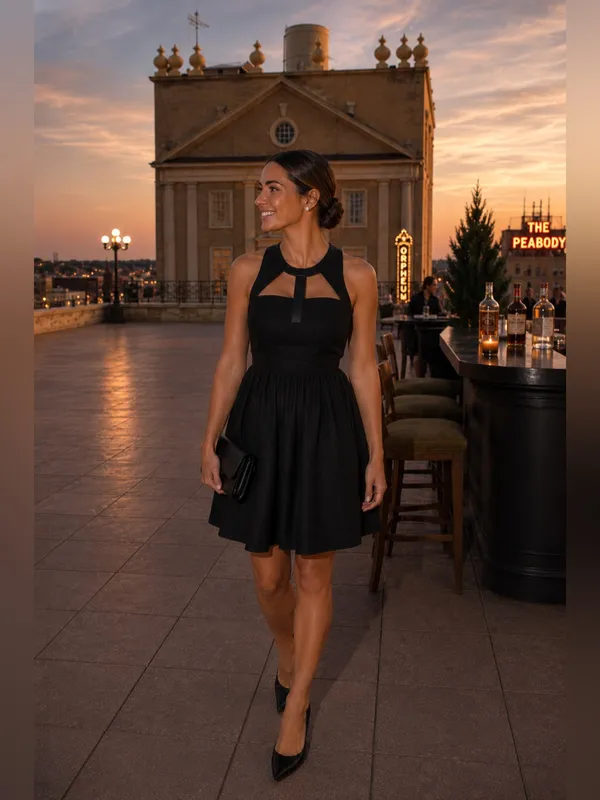 Lulu's YA Los‎ Angeles Silk Little Black Dress Caged Neck Cocktail NWT Small - Image 2