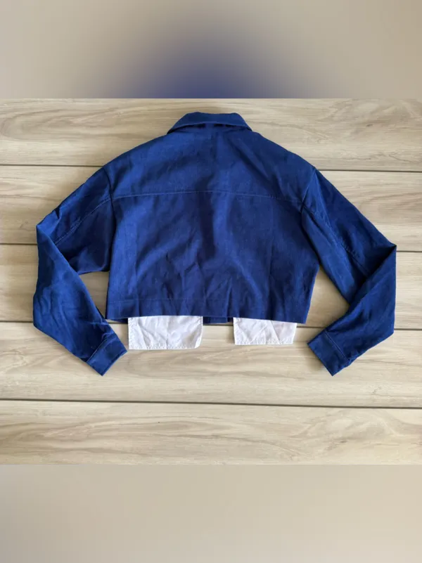 Monika Two-Piece Buttoned Crop Jacket & Skort Set Blue Small NWOT IN PACKAGE - Image 6