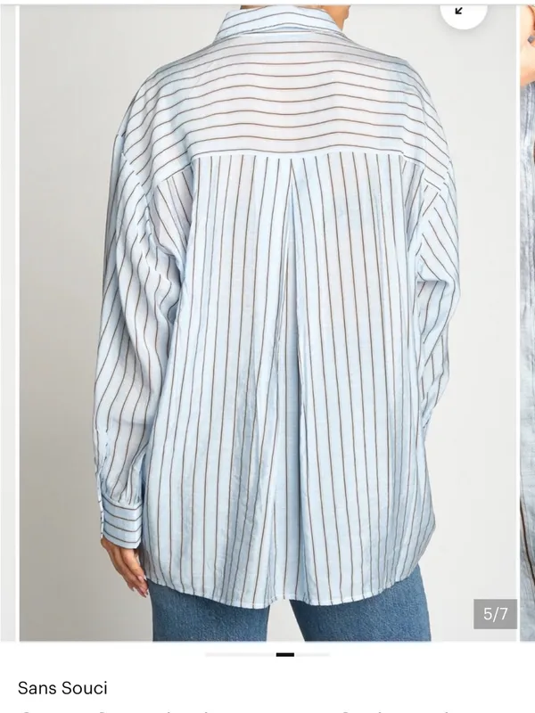 Frame Denim Striped Button-Up Shirt in Light Green and White - Image 6
