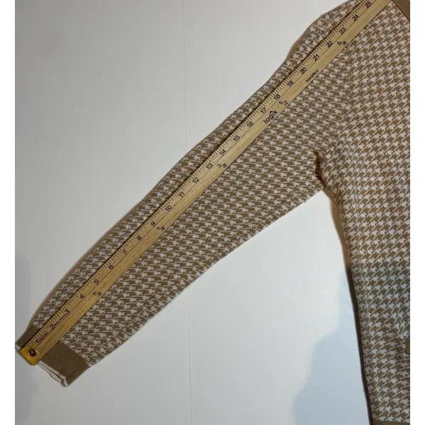 LANDS' END Women's Supima Cotton Cardigan Sweater Long Sleeve Houndstooth LARGE‎ - Image 5