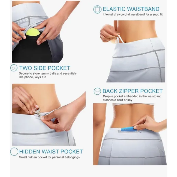Tennis Skirt Skort 4 Pockets Athletic Golf Shorts Workout Running‎ Ombré 2XL - Image 11
