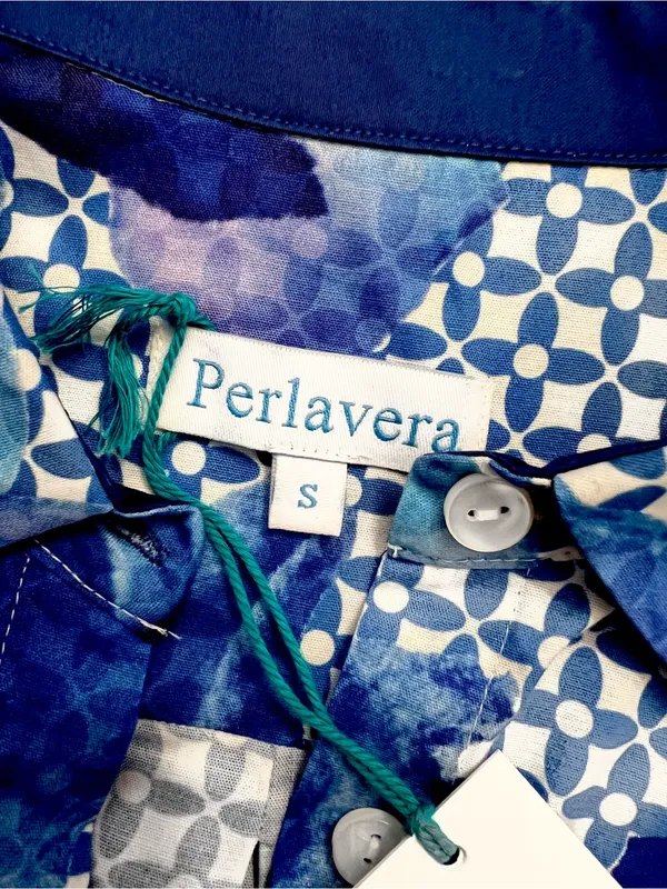 NWT Revolve x Perlavera Neil Button Down Shirt Dress in Watercolor Blue Floral - Image 5