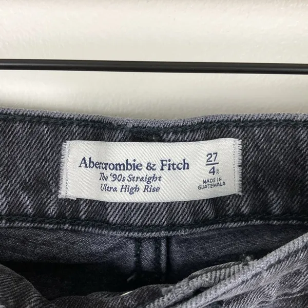 Abercrombie 90s Straight High Rise Jeans Vent Hem Black Denim Women's Size 27 4 - Image 6