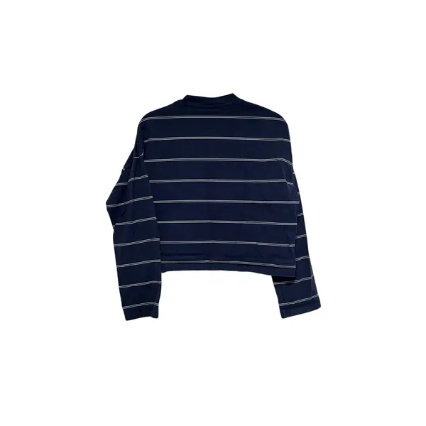 Nike Navy and White Striped Crop Long Sleeve Shirt S - Image 7
