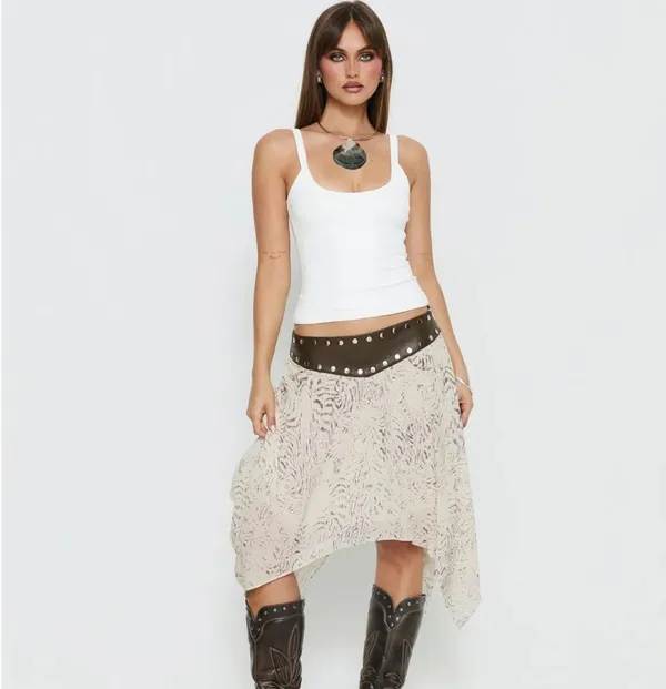 Princess Polly Dark Mirage Asymmetrical Midi Skirt - Image 2