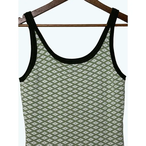 Cider Dress Knit Geometric Midi Sleeveless Green and White Tank Size Medium - Image 3