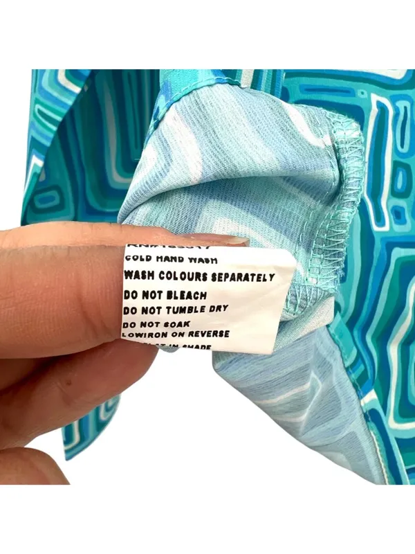 Princess Polly Electric Vibe Retro Blue Geometric Button-Up Shirt Size 4 NWT - Image 12