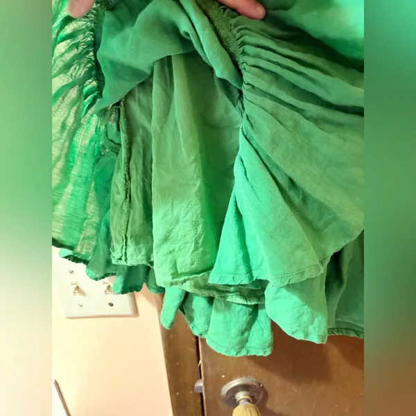 Anthropologie Pilcro Green Sleeveless Ruffle Hem Linen Mini Dress - Image 8
