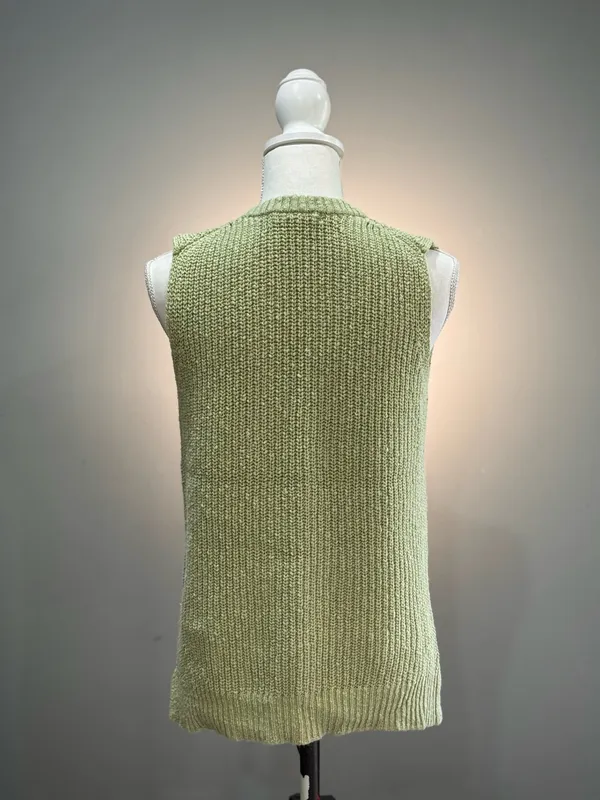 Green Les Serein Cotton Knit Sleeveless Sweater Size M EUC - Image 2