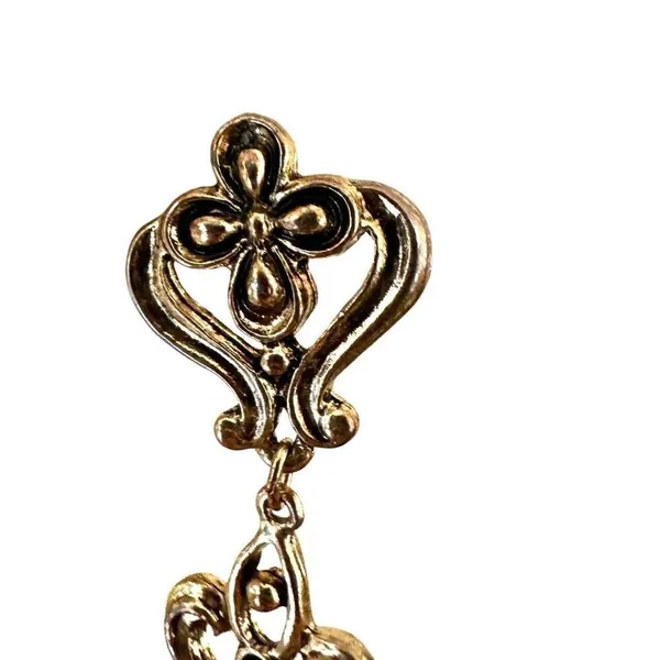 Gold tone Vintage Victorian Renaissance statement Dangle Earrings - Image 6