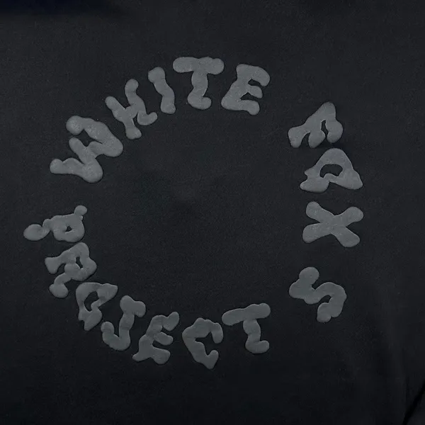 White Fox Project 5 Quarter Zip Pullover Black Oversized Sweatshirt M/L Graphic - Image 4
