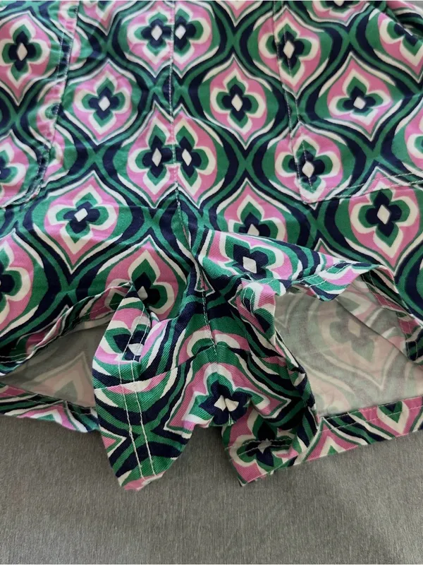 Maeve Anthropologie Escape Seamed Romper Geometric Print Belted Size 8 - Image 8
