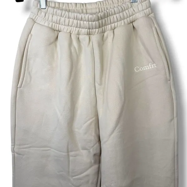 NEW Comfrt Bone Cotton Fleece Signature Sweatpants Straight Fit Joggers Small - Image 3