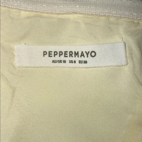 Peppermayo Girl Crush Bow Mini Dress Butter Yellow Strapless Cutout Size 6 - Image 6