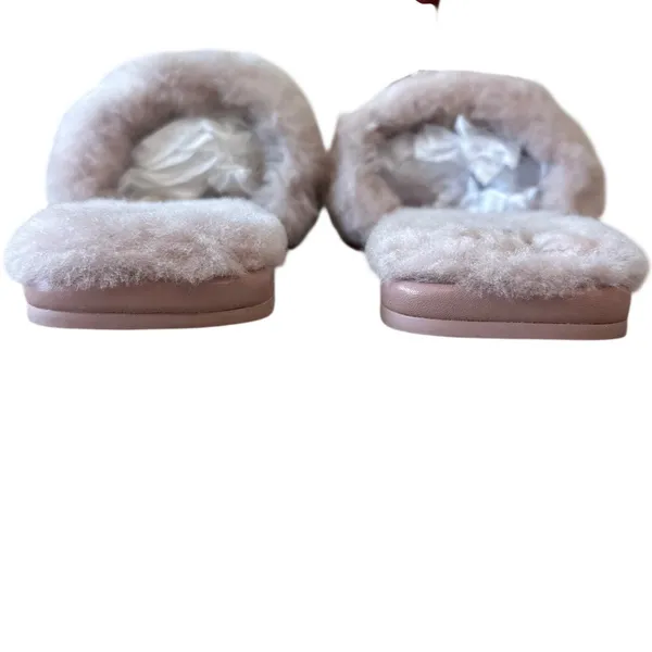 Tory Burch Everly Jeweled Shearling Slides Meadowsweet Pink Sz 8.5 - Image 4