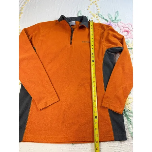 Columbia Quarter Zip Fleece Pullover Jacket‎ Women's Small Orange Gray - Image 3