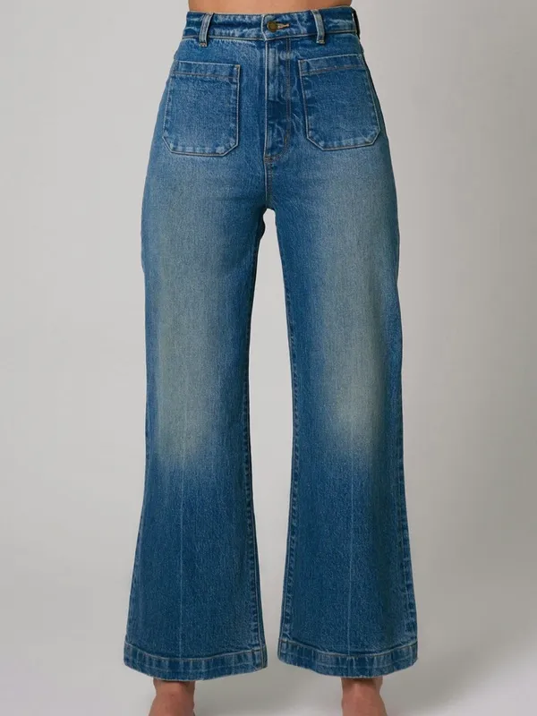 ROLLAS‎ Sailor Jean Sz 28 Pisces Blue Wide Leg High Rise - Image 2