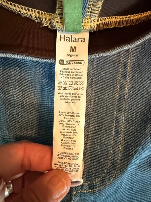 Halara M Wide Leg Denim Pants Elastic Waistband Blue Wash Womens M Comfortable S - Image 8