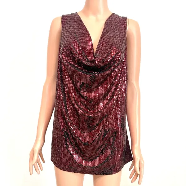New York & Co large cowl neck low back sequin top TB2 3652 - Image 9