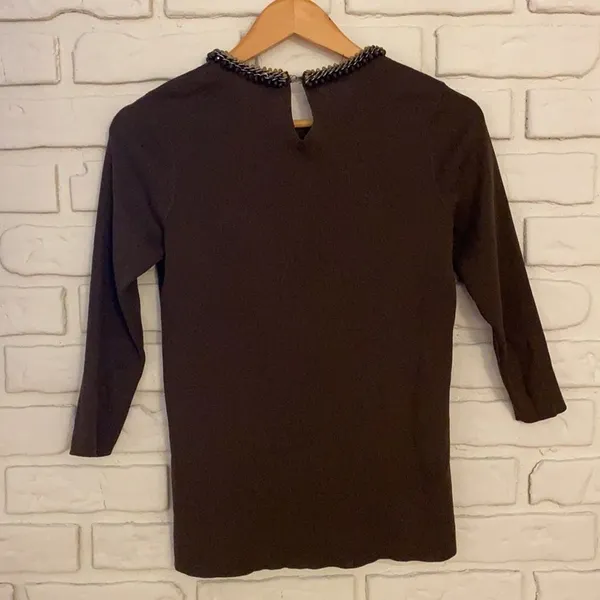 Zara knit top with beaded neckline size small - Image 6