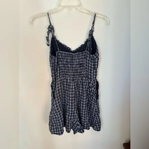 Abercrombie & Fitch Blue Gingham Plaid Linen Blend Romper Size S - Image 5