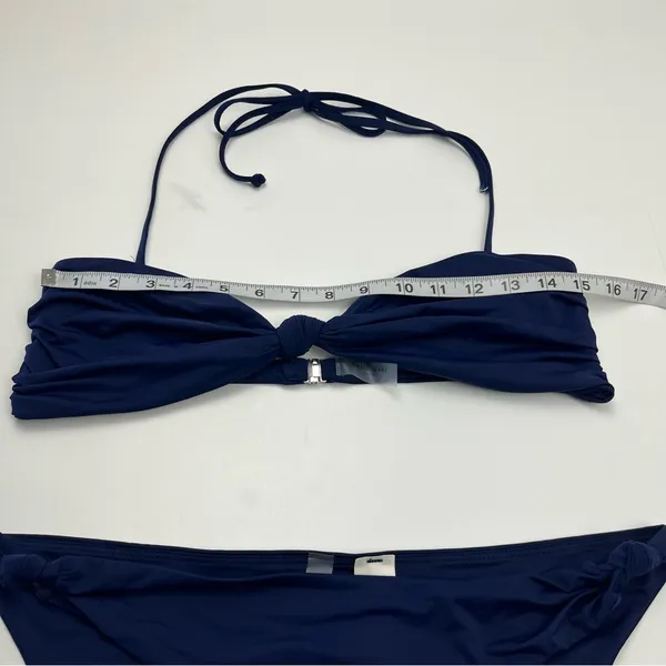Bella‎ Dahl Swim Navy Blue Knotted Bandeau Bikini Halter Tie Womens Size Large - Image 9