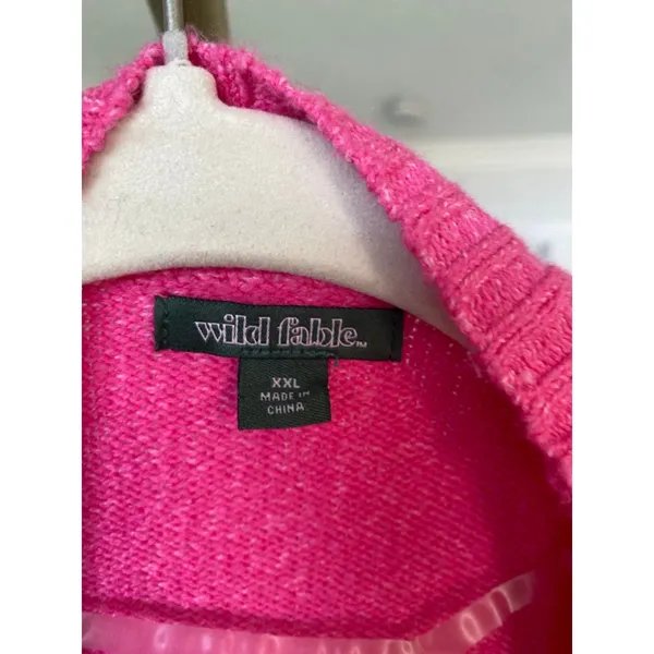 Wild Fable Cardigan Bright Rose Hot Pink‎ 3 Button Barbie Preppy Valentines Boho - Image 5