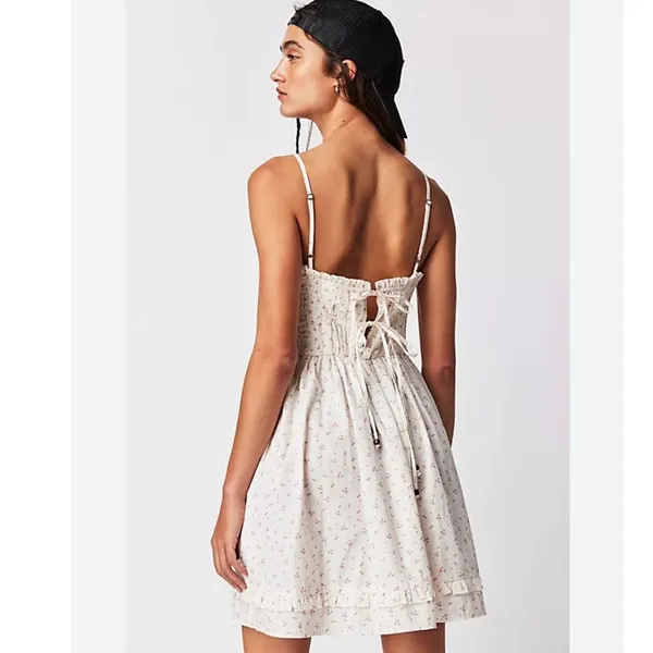 Free People Gabby Mini Dress In White Floral Print Small - Image 3