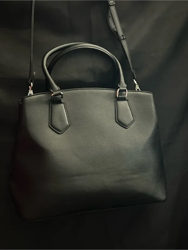 Nine West Black Pebbled Satchel Shoulder Bag Removable Crossbody Strap - Image 11