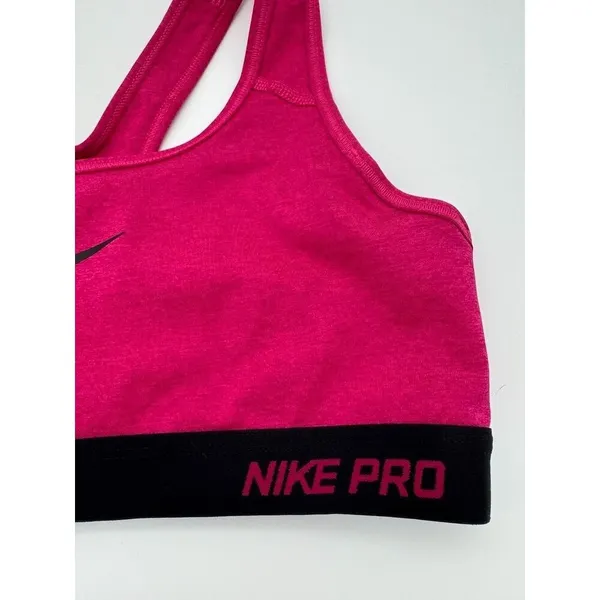 Nike Pro Racerback Sports Bra Bright Pink/Black Dri-Fit Wireless Womens Medium M - Image 3