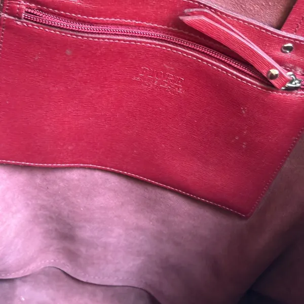 Fiore genuine Red Leather Tote red Crimson Grunge - Image 8