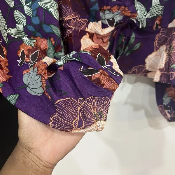 NWT Band Of The Free Floral Purple Floriane Crop Top Blouse Size Medium Boho - Image 4