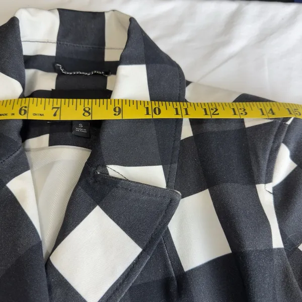 Banana Republic Women’s Plaid Black White Double-Breasted Pea coat Office Size S - Image 16