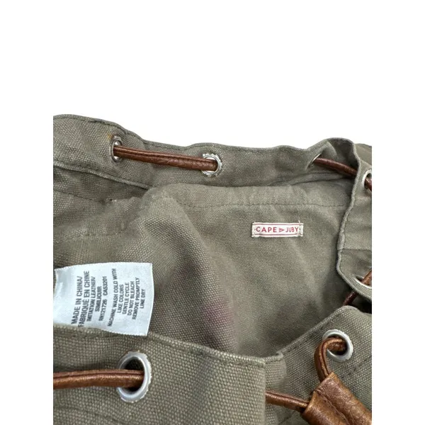 Cape Juby Womens Green Denim & Faux Leather Backpack 14x16 SKU 7057 - Image 12