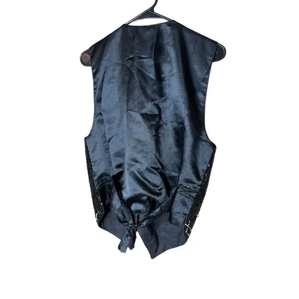 Vintage Theo 90s Sequin Beaded Vest Size M‎ Black Size M - Image 6