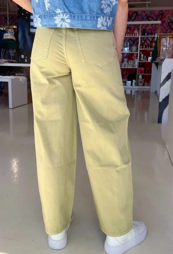 Miou Muse Olive Barrel Jeans Yellow - Image 6