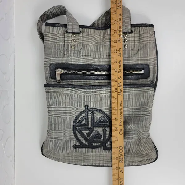 Diesel Women's Tote Gray OS Plaid Check Leather Trim Double Strap Shoulder Bag - Image 15