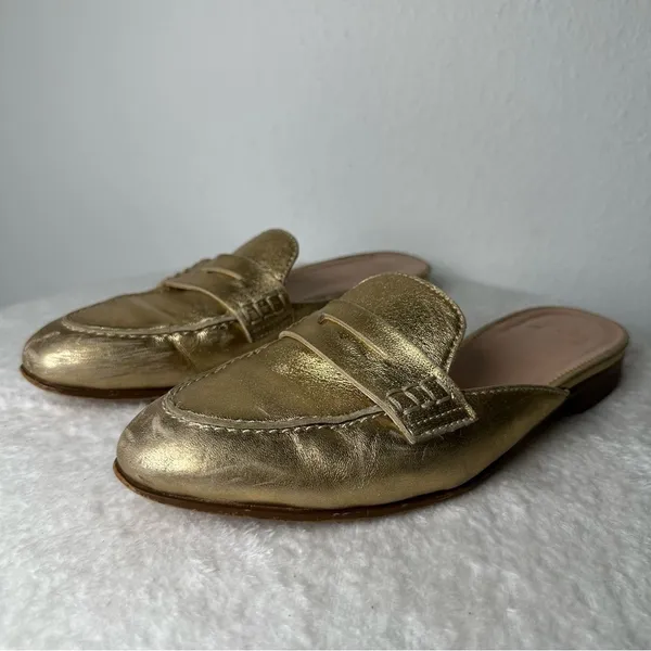 J. Crew Metallic Gold Loafers Women’s 7 - Image 3