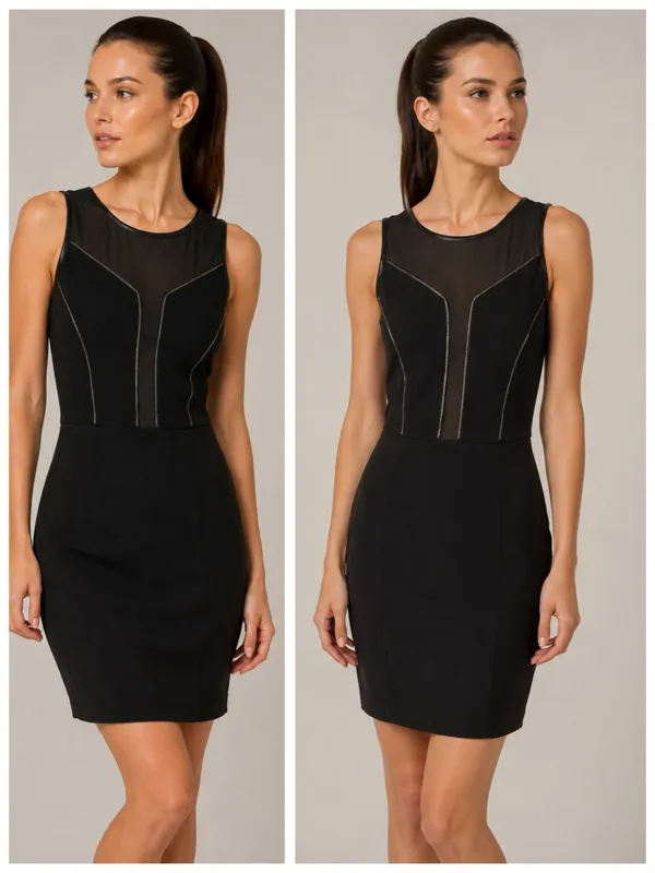 ASTR Sleeveless Cut-Out Mesh Black Bodycon Cocktail Dress, sz. XS - Image 2