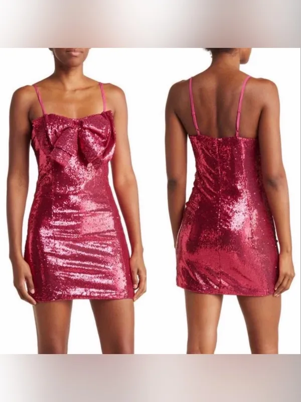 Torn by RONNY KOBO Lindsay Sequin Bow Mini Dress, Color Tulip Pink, Size M, NWT - Image 16