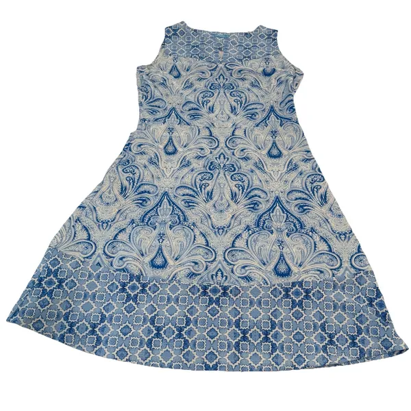 J‎ McLaughlin Blue Catalina Cloth Sleeveless A Line Dress Size MEDIUM - Image 2